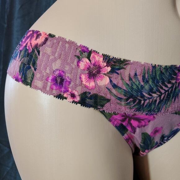 90's PINK * VICTORIA'S SECRET Extra Low Rise Thong FLORAL PANTY Sexy Feminine L - Picture 3 of 7